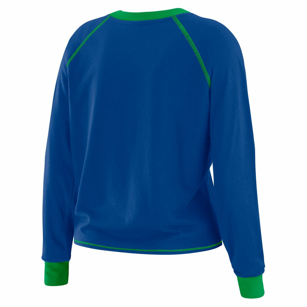 Seattle Seahawks WEAR by Erin Andrews Women's Tie-Front Long Sleeve Top - Royal/Green Tops
