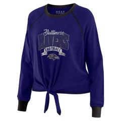 Baltimore Ravens WEAR by Erin Andrews Women's Tie-Front Long Sleeve Top - Purple/Black Tops