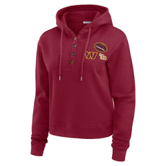 Washington Commanders WEAR by Erin Andrews Women's Waffle Hoodie Pullover Top - Burgundy Hoodies
