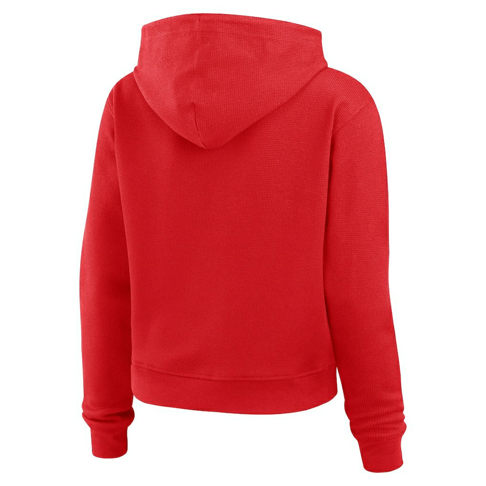 Atlanta Falcons WEAR by Erin Andrews Women's Waffle Hoodie Pullover Top - Scarlet Hoodies