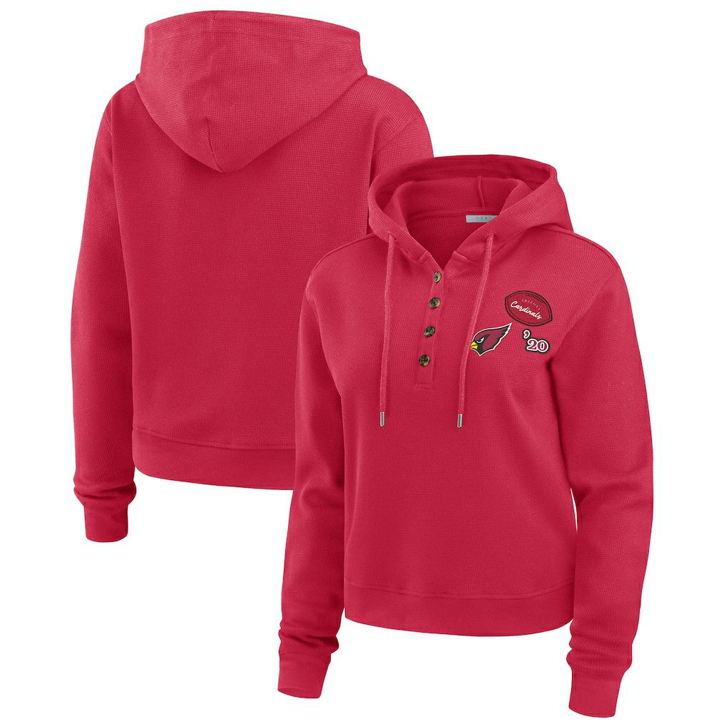 Arizona Cardinals WEAR by Erin Andrews Women's Waffle Hoodie Pullover Top - Cardinal Hoodies
