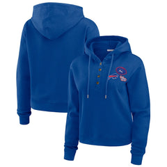 Buffalo Bills WEAR by Erin Andrews Women's Waffle Hoodie Pullover Top - Royal Hoodies