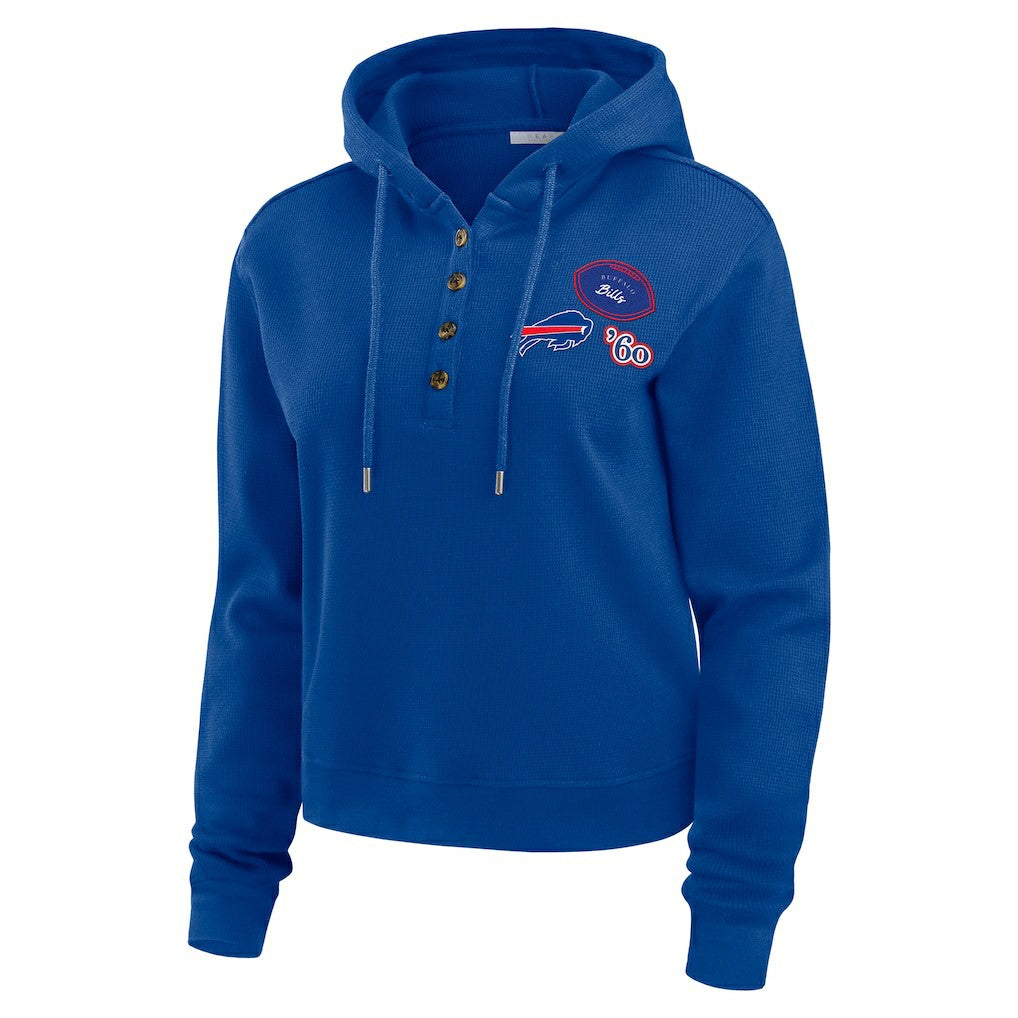 Buffalo Bills WEAR by Erin Andrews Women's Waffle Hoodie Pullover Top - Royal Hoodies