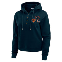 Chicago Bears WEAR by Erin Andrews Women's Waffle Hoodie Pullover Top - Navy Hoodies