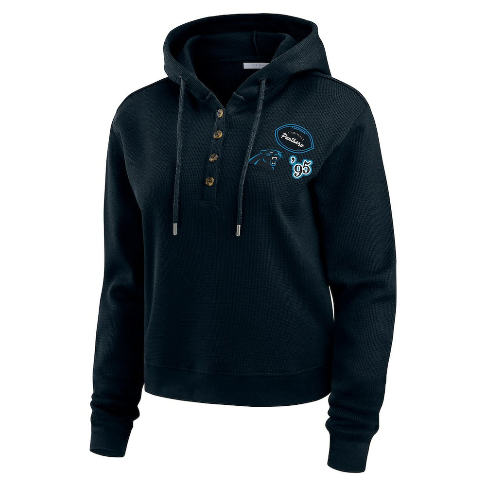 Carolina Panthers WEAR by Erin Andrews Women's Waffle Hoodie Pullover Top - Navy Hoodies