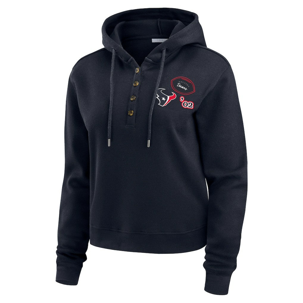 Houston Texans WEAR by Erin Andrews Women's Waffle Hoodie Pullover Top - Navy Hoodies