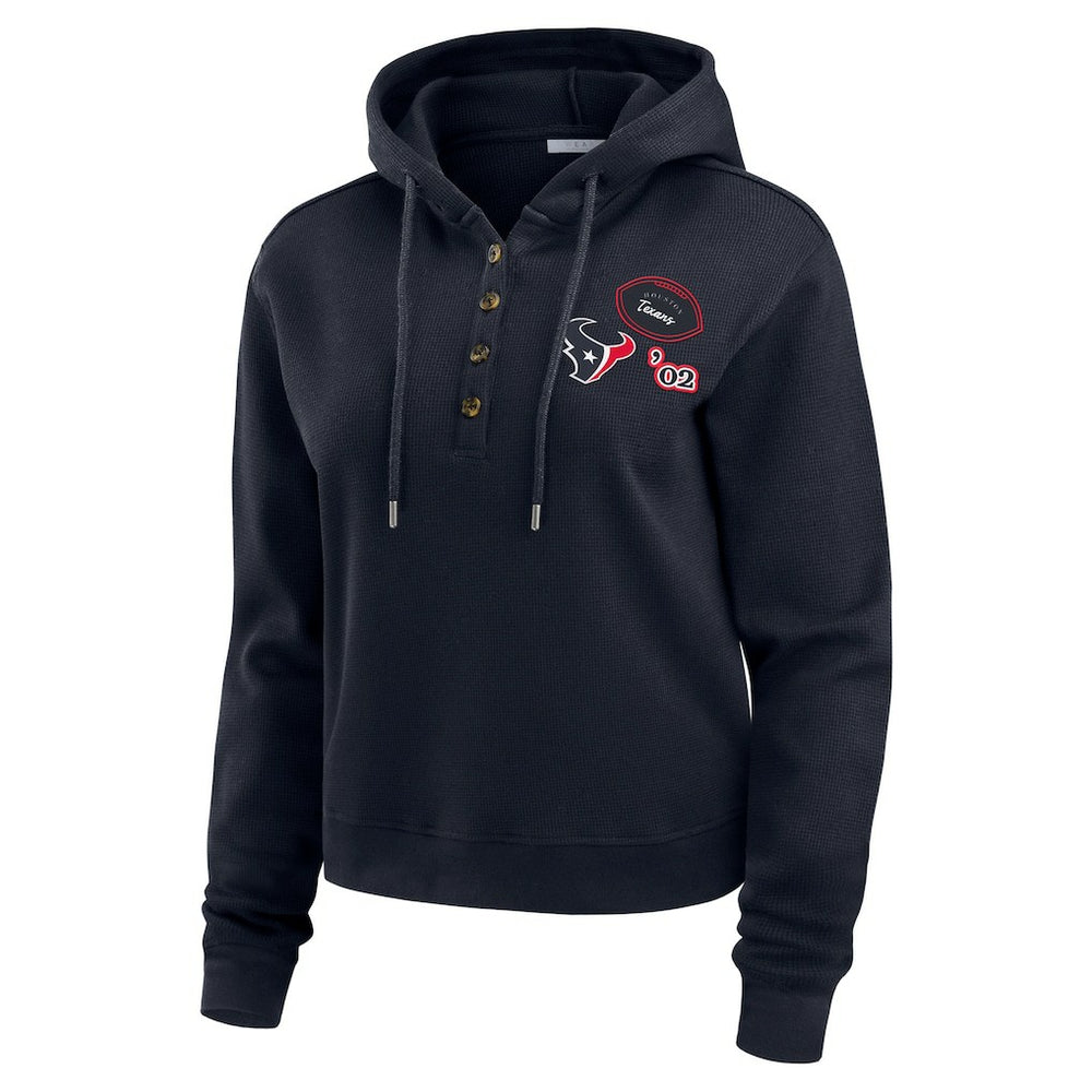 Houston Texans WEAR by Erin Andrews Women's Waffle Hoodie Pullover Top - Navy Hoodies