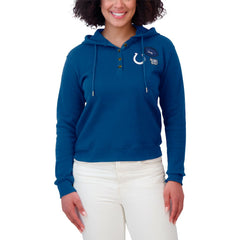 Indianapolis Colts WEAR by Erin Andrews Women's Waffle Hoodie Pullover Top - Blue Hoodies