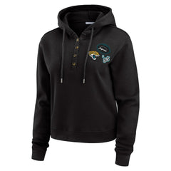 Jacksonville Jaguars WEAR by Erin Andrews Women's Waffle Hoodie Pullover Top - Black Hoodies