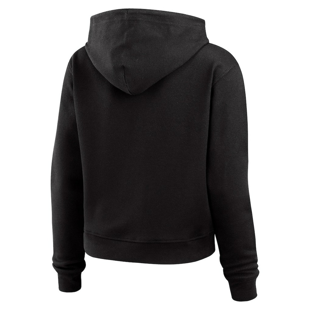 Jacksonville Jaguars WEAR by Erin Andrews Women's Waffle Hoodie Pullover Top - Black Hoodies