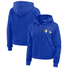 Los Angeles Rams WEAR by Erin Andrews Women's Waffle Hoodie Pullover Top - Royal Hoodies