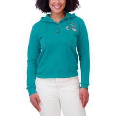 Miami Dolphins WEAR by Erin Andrews Women's Waffle Hoodie Pullover Top - Aqua Hoodies
