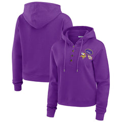 Minnesota Vikings WEAR by Erin Andrews Women's Waffle Hoodie Pullover Top - Purple Hoodies
