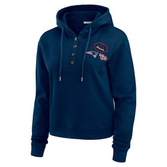 New England Patriots WEAR by Erin Andrews Women's Waffle Hoodie Pullover Top - Navy Hoodies