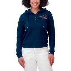New England Patriots WEAR by Erin Andrews Women's Waffle Hoodie Pullover Top - Navy Hoodies