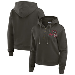 Tampa Bay Buccaneers WEAR by Erin Andrews Women's Waffle Hoodie Pullover Top - Pewter Hoodies