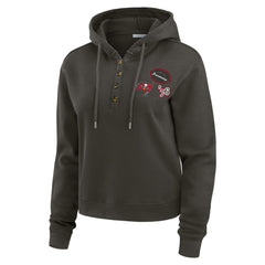 Tampa Bay Buccaneers WEAR by Erin Andrews Women's Waffle Hoodie Pullover Top - Pewter Hoodies