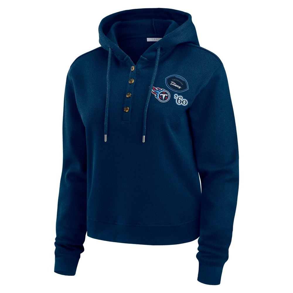 Tennessee Titans WEAR by Erin Andrews Women's Waffle Hoodie Pullover Top - Navy Hoodies
