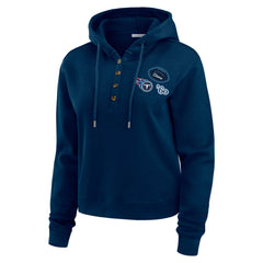 Tennessee Titans WEAR by Erin Andrews Women's Waffle Hoodie Pullover Top - Navy Hoodies