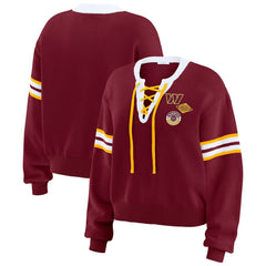 Washington Commanders WEAR by Erin Andrews Women's Lace-Up Pullover Sweatshirt - Burgundy Pullover