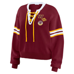 Washington Commanders WEAR by Erin Andrews Women's Lace-Up Pullover Sweatshirt - Burgundy Pullover