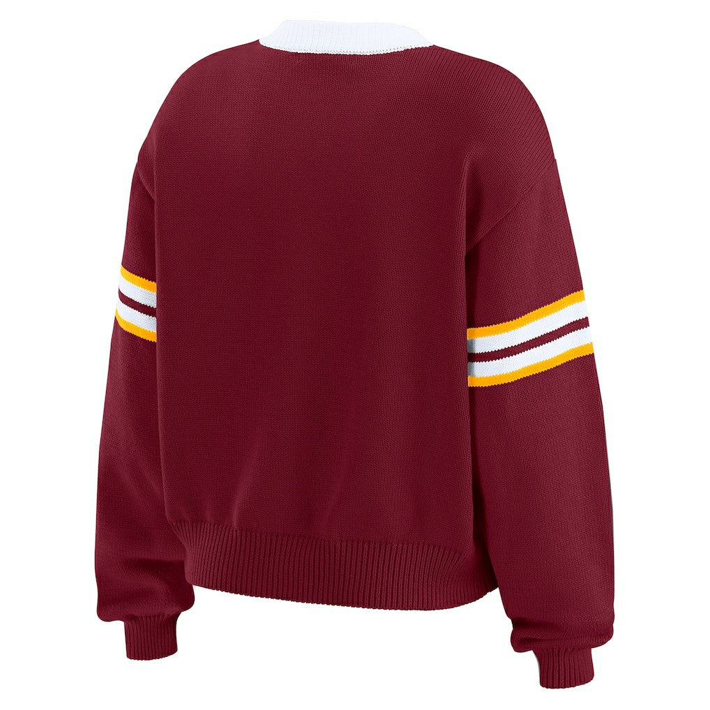 Washington Commanders WEAR by Erin Andrews Women's Lace-Up Pullover Sweatshirt - Burgundy Pullover