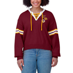Washington Commanders WEAR by Erin Andrews Women's Lace-Up Pullover Sweatshirt - Burgundy Pullover