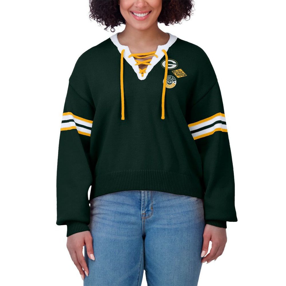 Green Bay Packers WEAR by Erin Andrews Women's Lace-Up Pullover Sweatshirt - Green Pullover