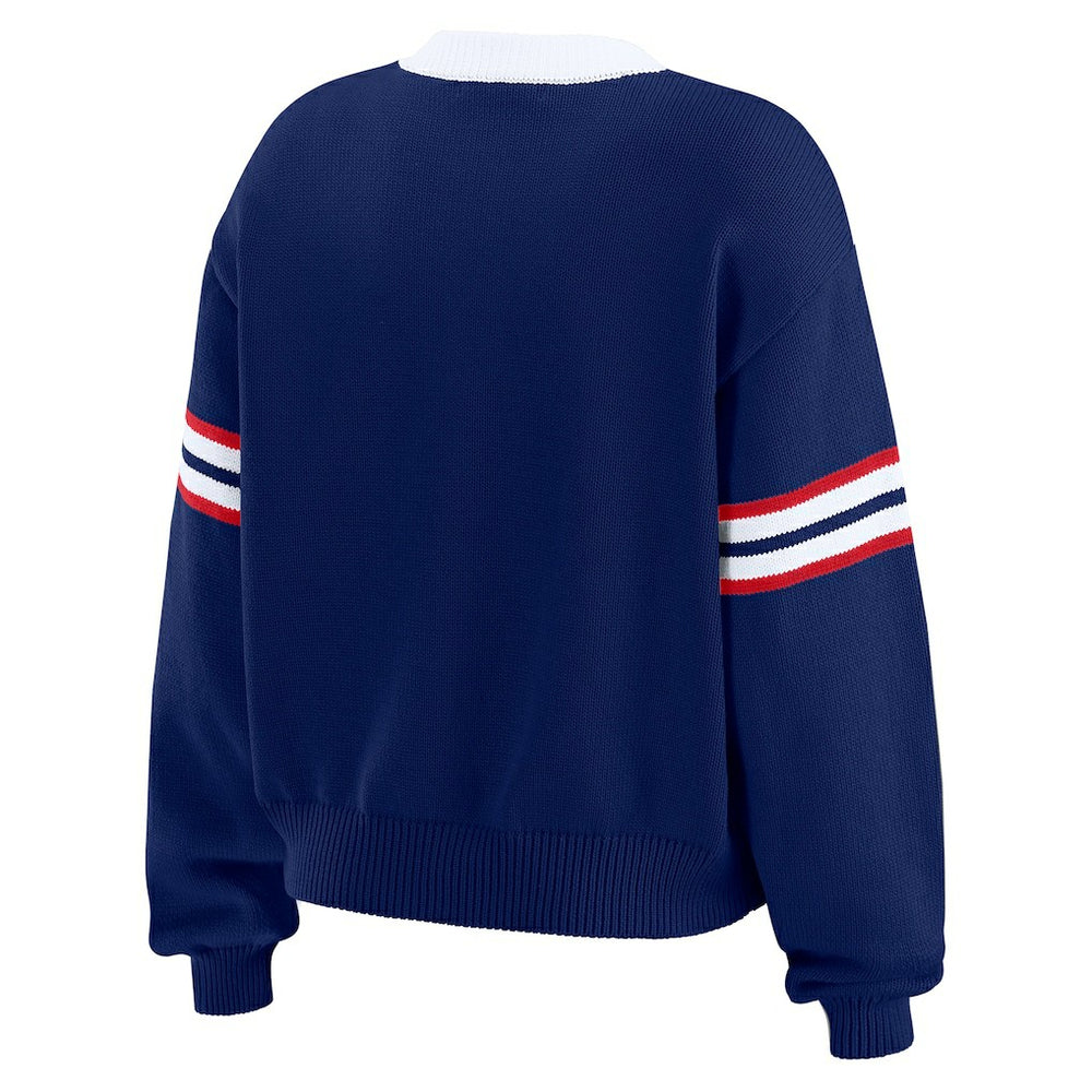 New York Giants WEAR by Erin Andrews Women's Lace-Up Pullover Sweatshirt - Royal Pullover