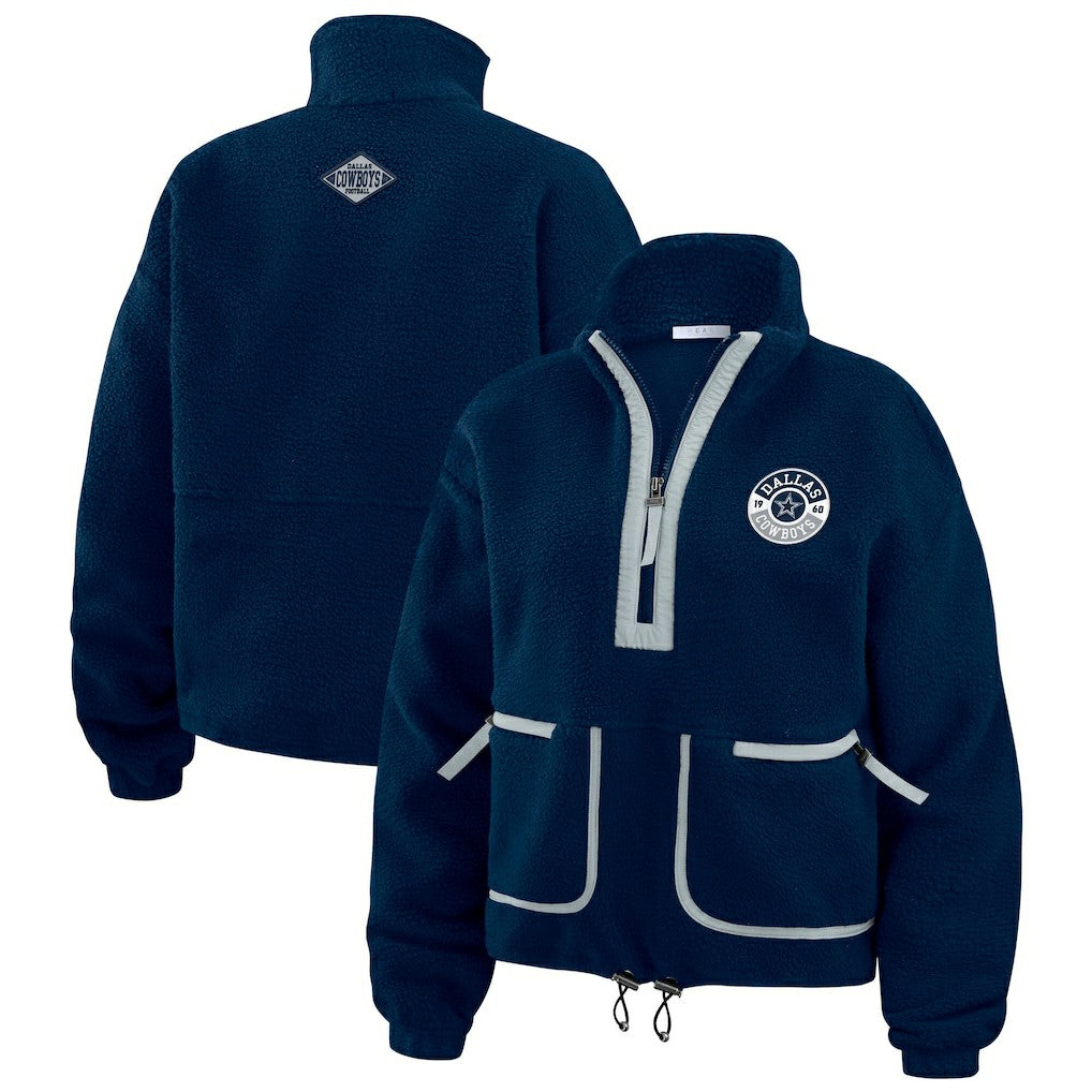 Dallas Cowboys WEAR by Erin Andrews Women's Polar Fleece Half-Zip Jacket - Navy Jackets