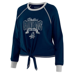 Dallas Cowboys WEAR by Erin Andrews Women's Tie-Front Long Sleeve Top - Navy/ Tops