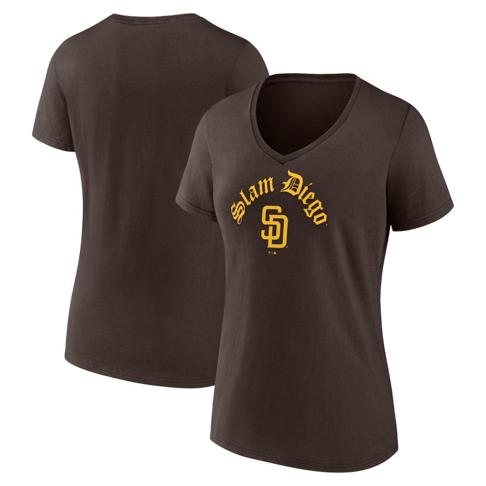 San Diego Padres Fanatics Women's Local V-Neck T-Shirt - Brown T-shirts