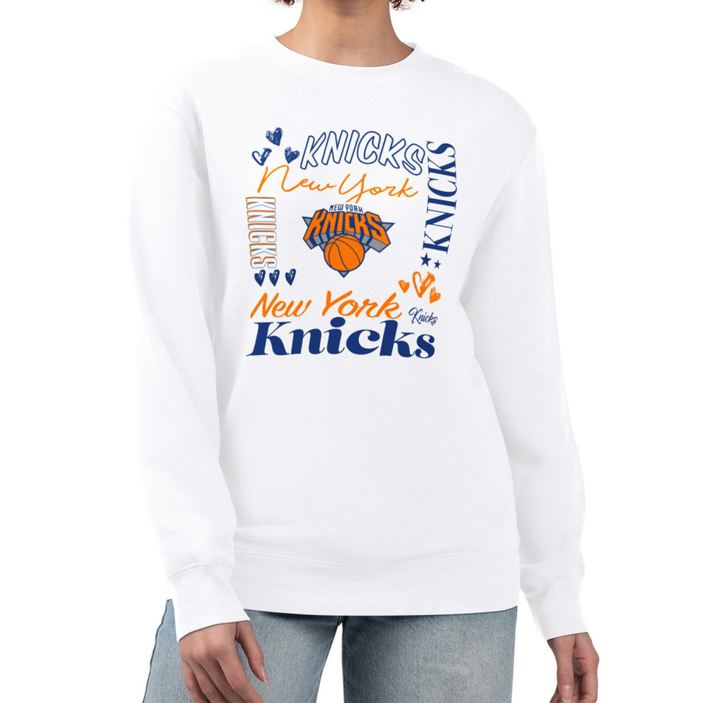 New York Knicks G-III 4Her by Carl Banks Women's Collage Team Graphic Fleece Pullover Sweatshirt White outlet