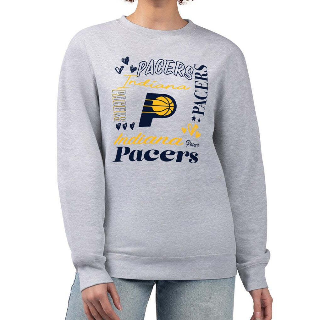 Indiana Pacers G-III 4Her by Carl Banks Women's Collage Team Graphic Fleece Pullover Sweatshirt Heather Gray