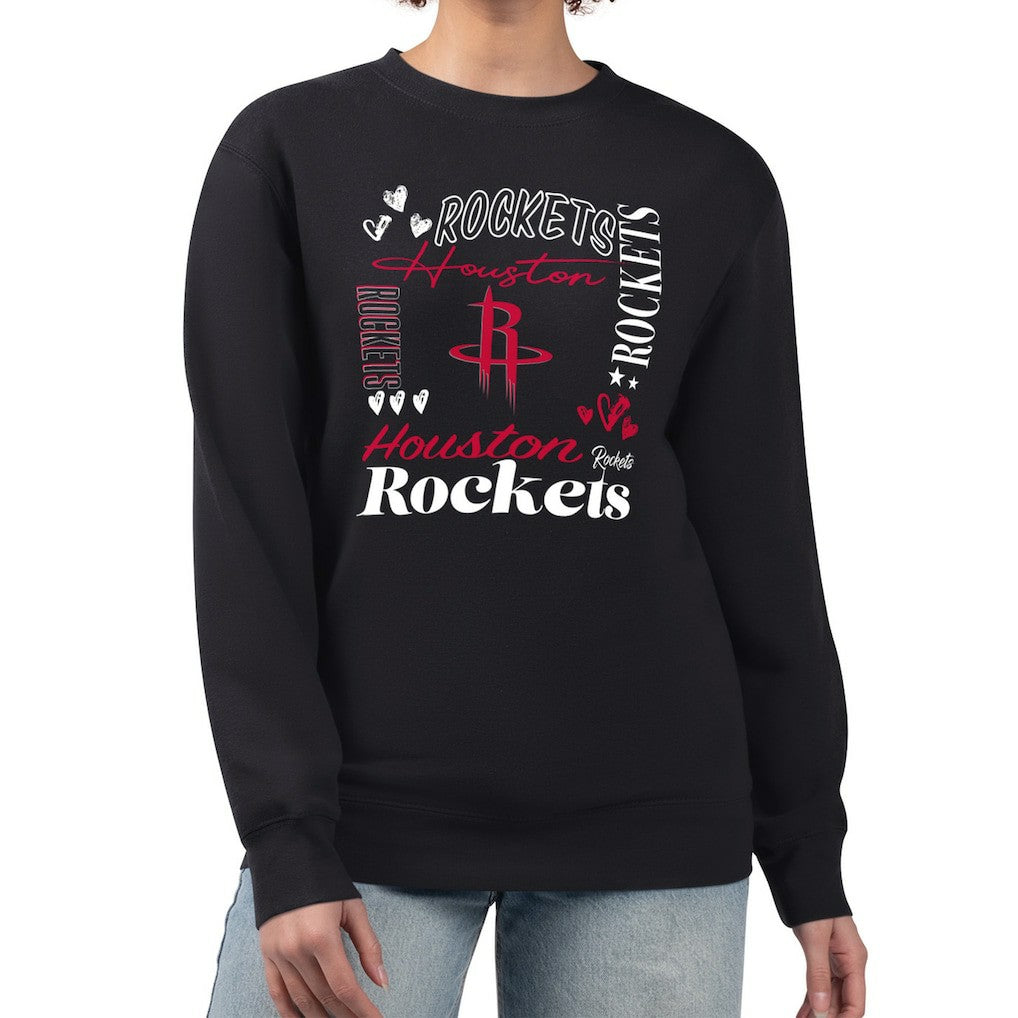 Houston Rockets G-III 4Her by Carl Banks Women's Collage Team Graphic Fleece Pullover Sweatshirt Black
