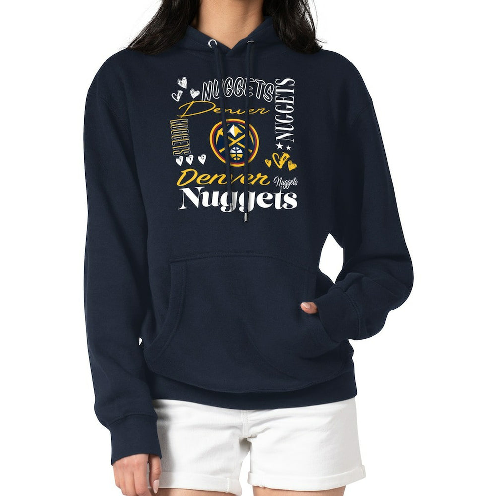 Denver Nuggets G-III 4Her by Carl Banks Women's Collage Team Graphic Fleece Pullover Hoodie Navy