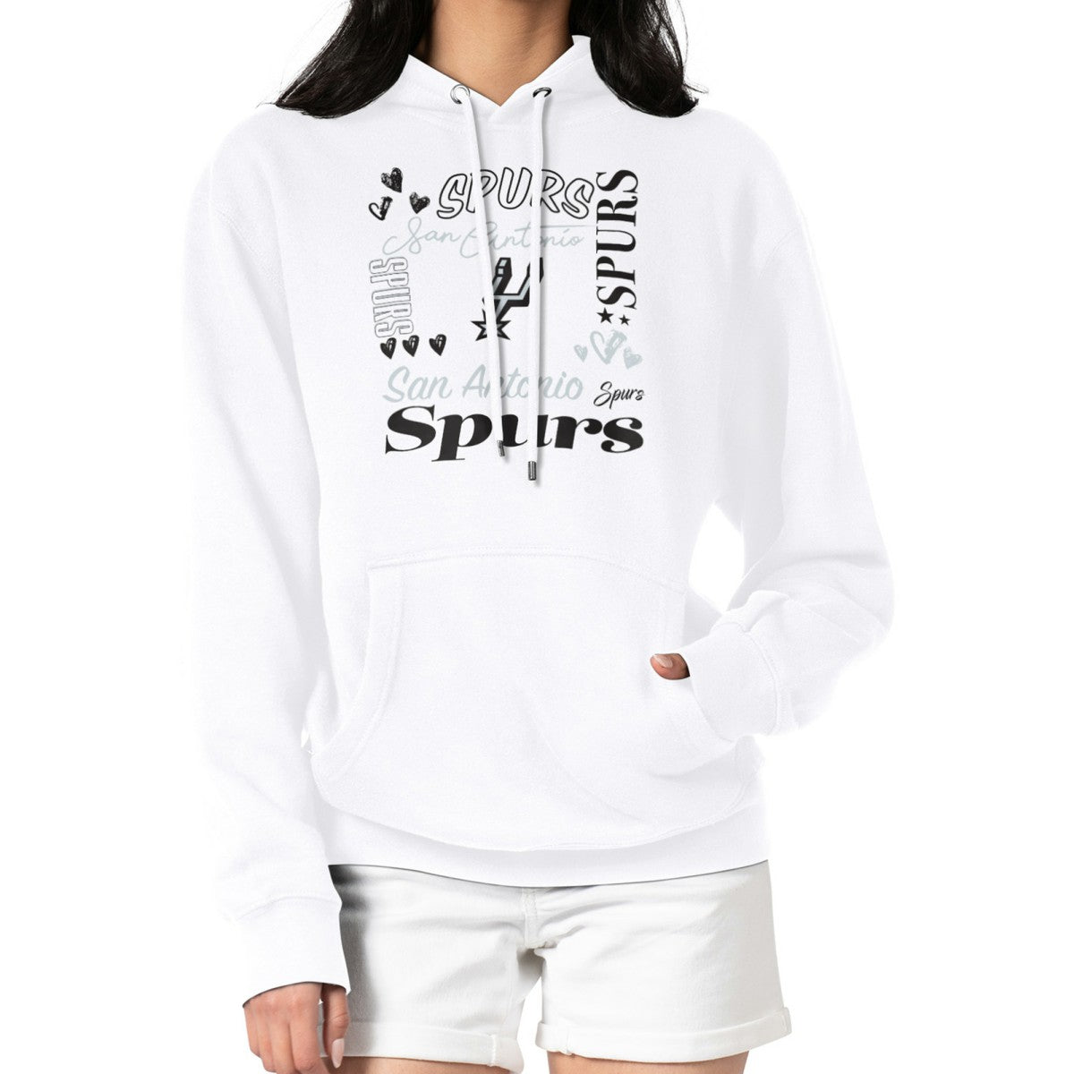San Antonio Spurs G-III 4Her by Carl Banks Women's Team Collage Graphic Fleece Pullover Hoodie White