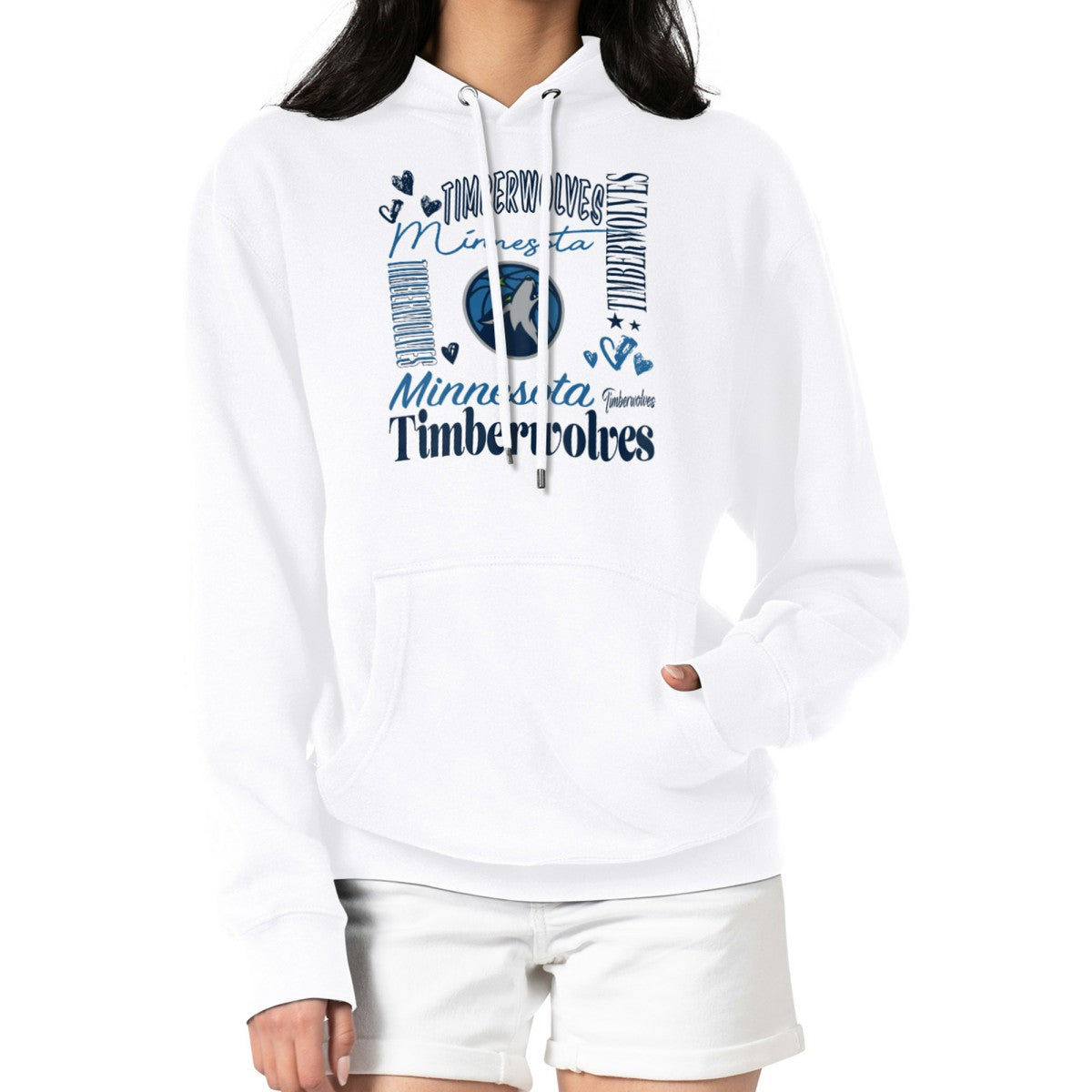 Minnesota Timberwolves G-III 4Her by Carl Banks Women's Team Collage Graphic Fleece Pullover Hoodie White outlet