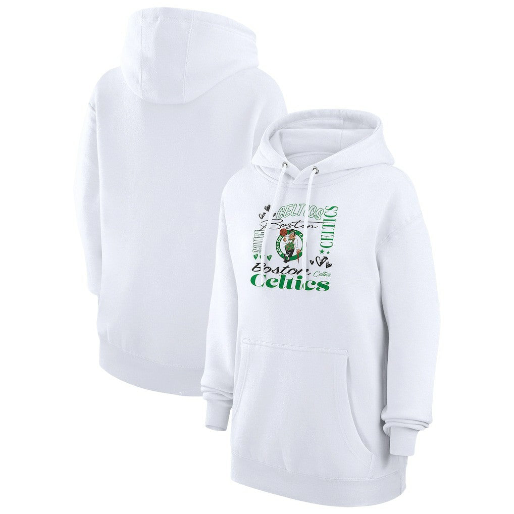 Boston Celtics G-III 4Her by Carl Banks Women's Team Collage Graphic Fleece Pullover Hoodie White outlet