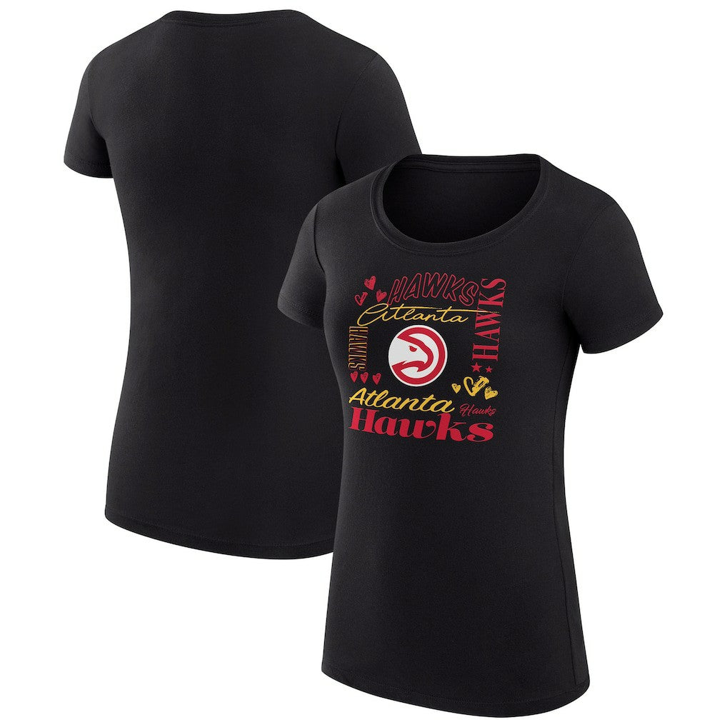 Atlanta Hawks G-III 4Her by Carl Banks Women's Super-Slim Fit Lightweight Team Name Collage Graphic T-Shirt Black outlet