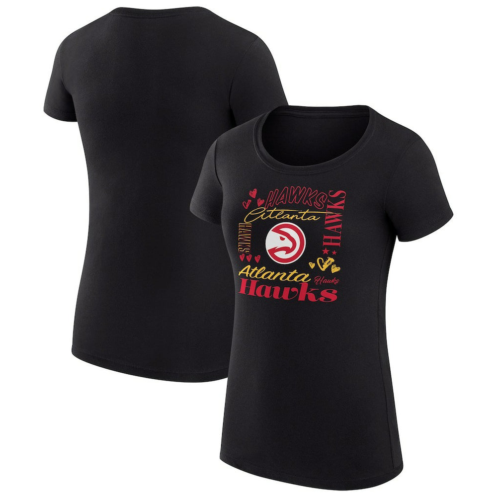Atlanta Hawks G-III 4Her by Carl Banks Women's Super-Slim Fit Lightweight Team Name Collage Graphic T-Shirt Black outlet
