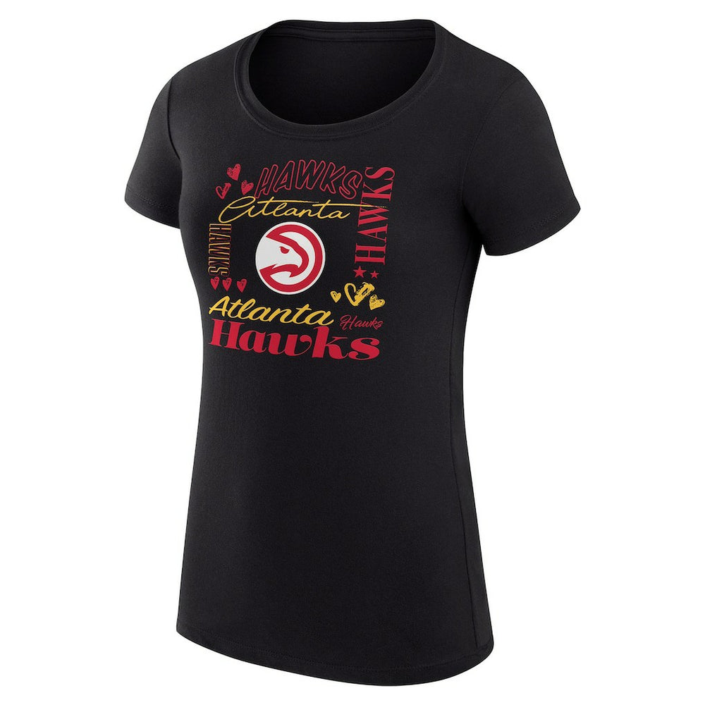 Atlanta Hawks G-III 4Her by Carl Banks Women's Super-Slim Fit Lightweight Team Name Collage Graphic T-Shirt Black outlet