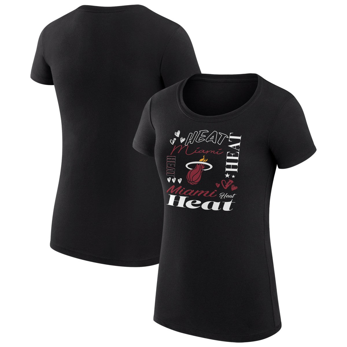 Miami Heat G-III 4Her by Carl Banks Women's Super-Slim Fit Lightweight Team Name Collage Graphic T-Shirt Black outlet