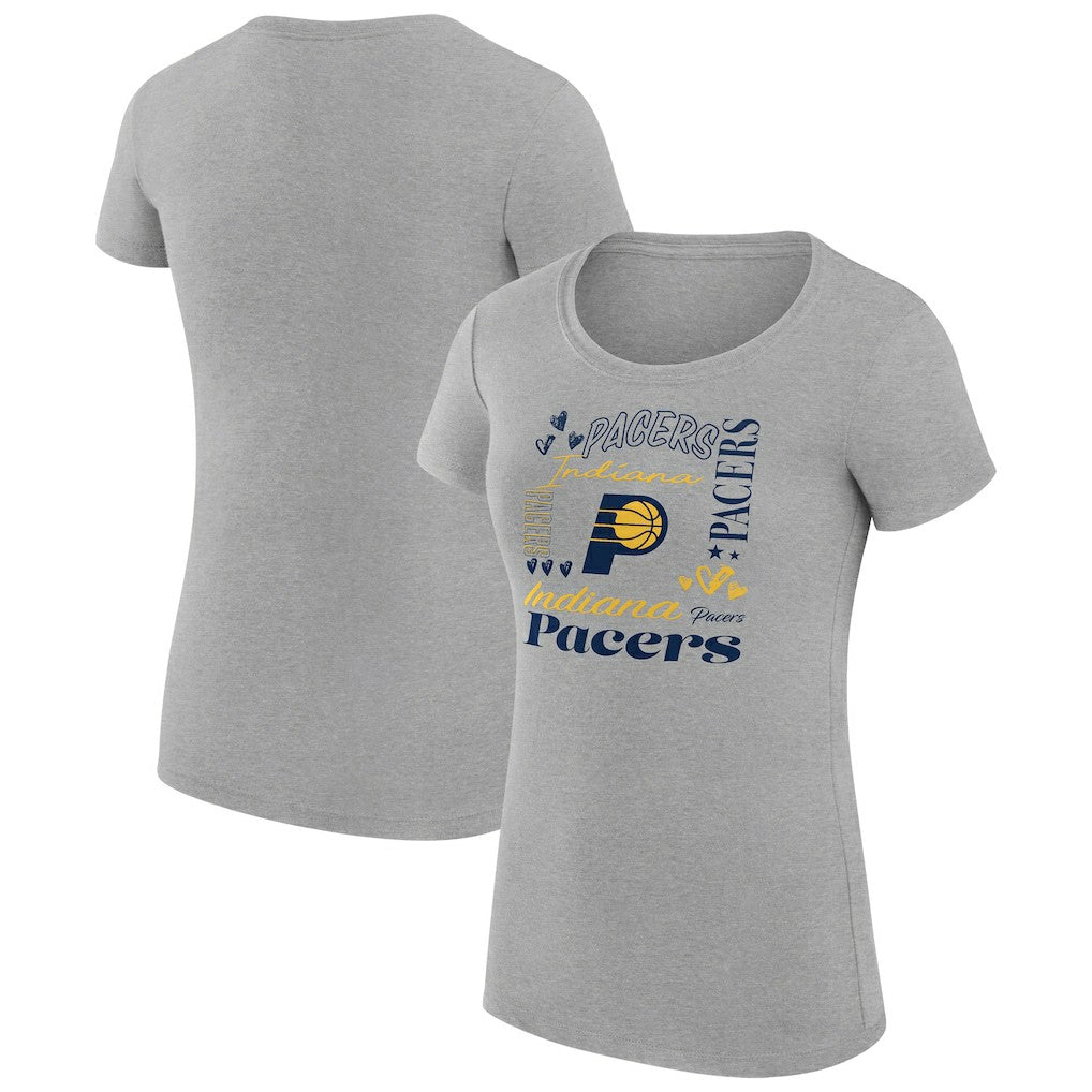 Indiana Pacers G-III 4Her by Carl Banks Women's Super-Slim Fit Lightweight Team Name Collage Graphic T-Shirt Heather Gray outlet