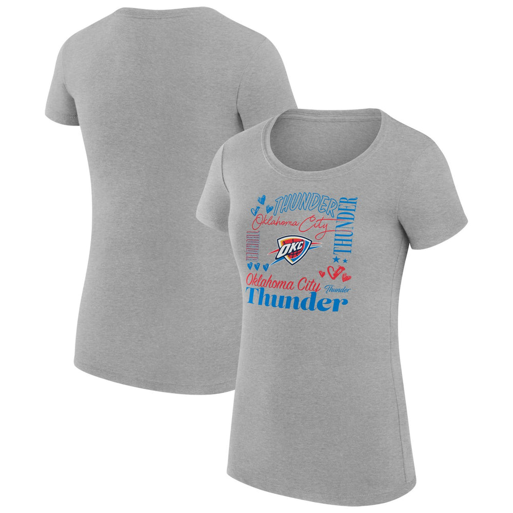 Oklahoma City Thunder G-III 4Her by Carl Banks Women's Super-Slim Fit Lightweight Team Name Collage Graphic T-Shirt Heather Gray outlet