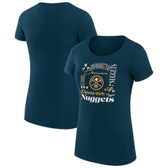 Denver Nuggets G-III 4Her by Carl Banks Women's Super-Slim Fit Lightweight Team Name Collage Graphic T-Shirt Navy