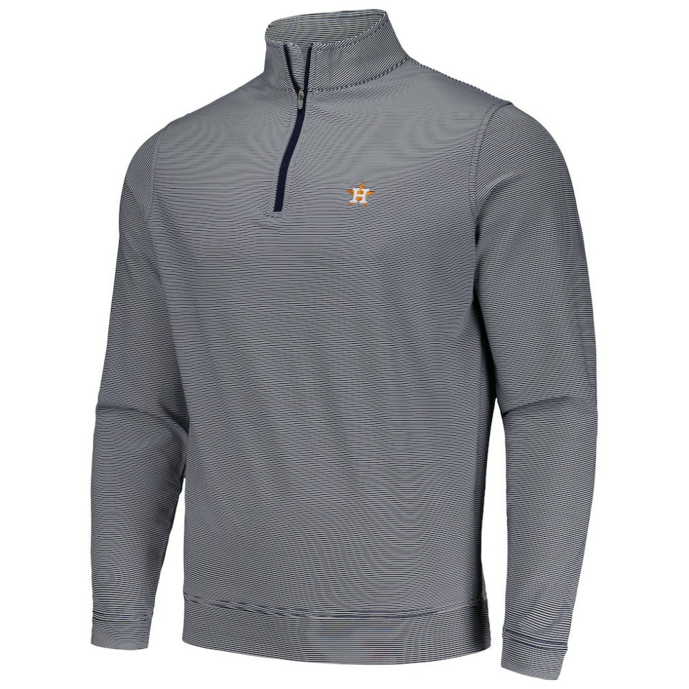 Houston Astros Peter Millar Perth Sugar Stripe Performance Quarter-Zip Top - Navy Tops