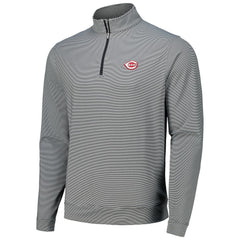 Cincinnati Reds Peter Millar Perth Sugar Stripe Performance Quarter-Zip Top - Black Tops