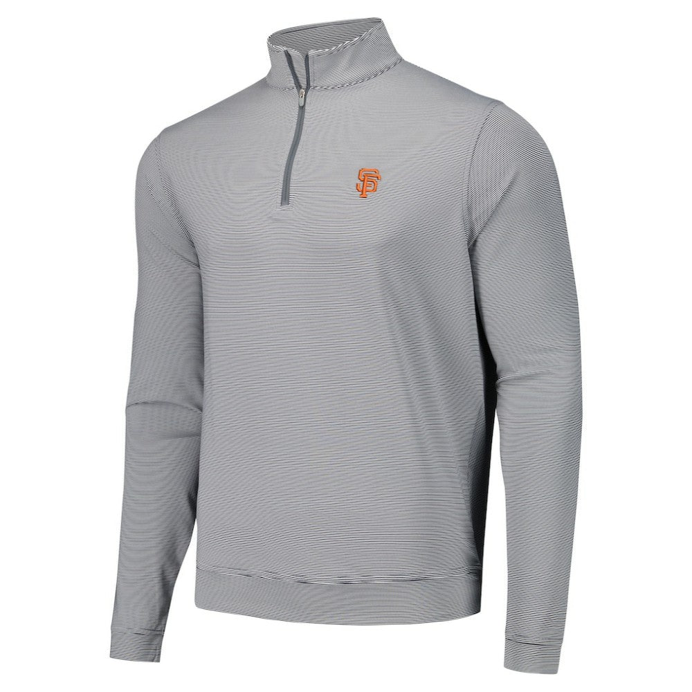 San Francisco Giants Peter Millar Perth Sugar Stripe Performance Quarter-Zip Top - Black Tops