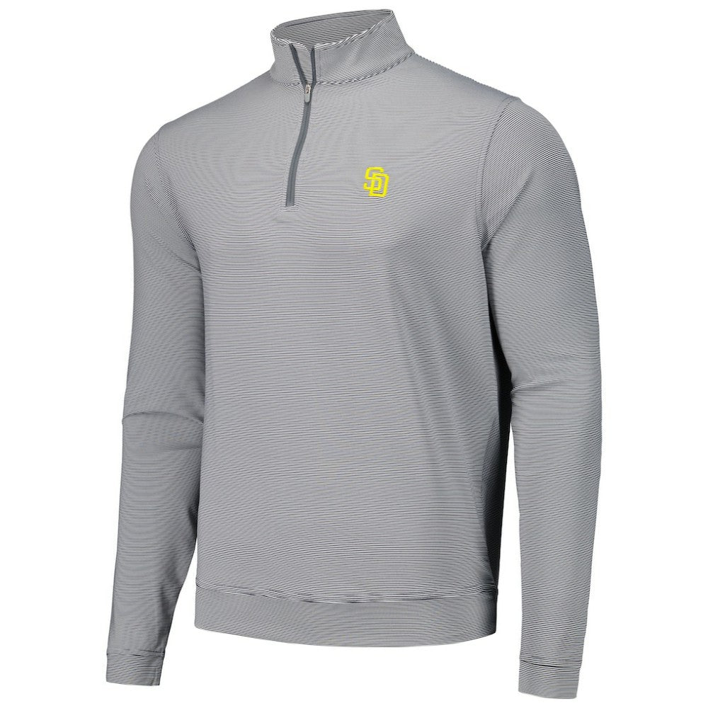 San Diego Padres Peter Millar Perth Sugar Stripe Performance Quarter-Zip Top - Black Tops